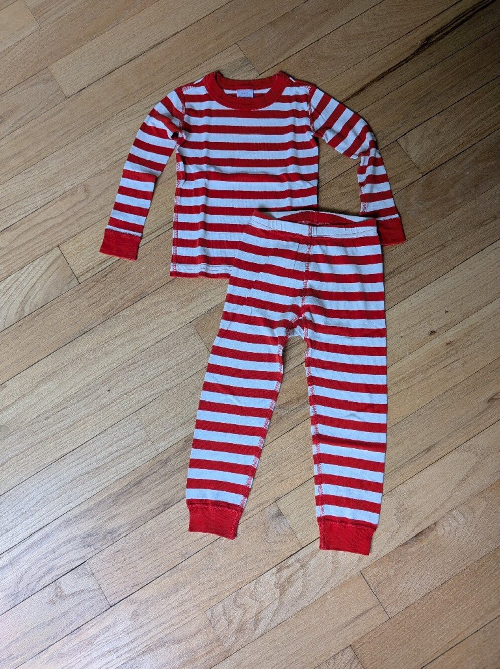Hanna Andersson Red and White Striped Long Pajama Set, Size 4
